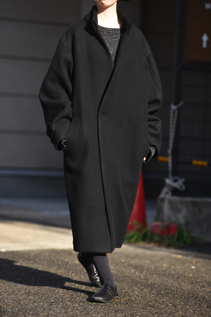 アイボリー×レッド ka na ta long coat 美品 名作 傑作 ラペル ロング